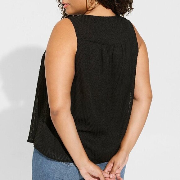 Torrid Chiffon Top Size 1 1X Front Clip Keyhole Sleeveless Lined Lightweight - Picture 3 of 15